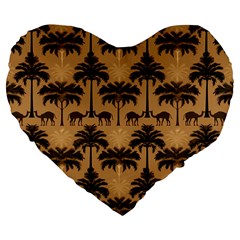 Camel Palm Tree Large 19  Premium Flano Heart Shape Cushions by Vaneshop