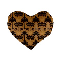 Camel Palm Tree Standard 16  Premium Flano Heart Shape Cushions by Vaneshop