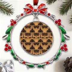 Camel Palm Tree Metal X mas Wreath Ribbon Ornament by Vaneshop