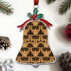 Camel Palm Tree Metal Holly Leaf Bell Ornament