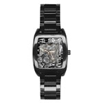 Background Pattern Geometric Design Stainless Steel Barrel Watch Front