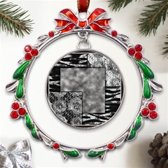 Background Pattern Geometric Design Metal X mas Wreath Ribbon Ornament