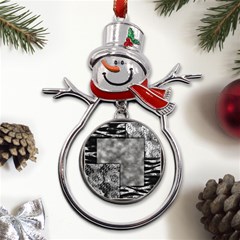 Background Pattern Geometric Design Metal Snowman Ornament