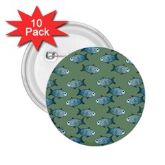 Fishes Pattern Background Theme 2 25  Buttons (10 Pack)  by Vaneshop