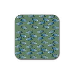 Fishes Pattern Background Theme Rubber Coaster (square) by Vaneshop