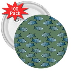 Fishes Pattern Background Theme 3  Buttons (100 Pack)  by Vaneshop