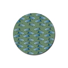 Fishes Pattern Background Theme Rubber Coaster (round) by Vaneshop