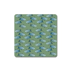 Fishes Pattern Background Theme Square Magnet by Vaneshop