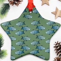 Fishes Pattern Background Theme Star Ornament (two Sides) by Vaneshop