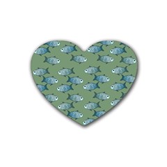 Fishes Pattern Background Theme Rubber Coaster (heart) by Vaneshop