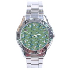 Fishes Pattern Background Theme Stainless Steel Analogue Watch by Vaneshop