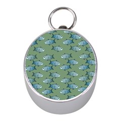 Fishes Pattern Background Theme Mini Silver Compasses by Vaneshop