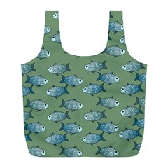 Fishes Pattern Background Theme Full Print Recycle Bag (l) by Vaneshop