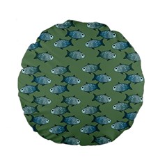 Fishes Pattern Background Theme Standard 15  Premium Flano Round Cushions by Vaneshop