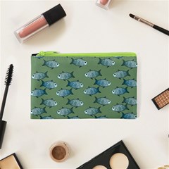 Fishes Pattern Background Theme Cosmetic Bag (xs) by Vaneshop