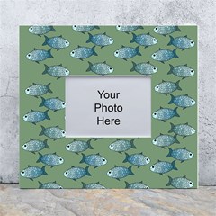 Fishes Pattern Background Theme White Wall Photo Frame 5  X 7  by Vaneshop