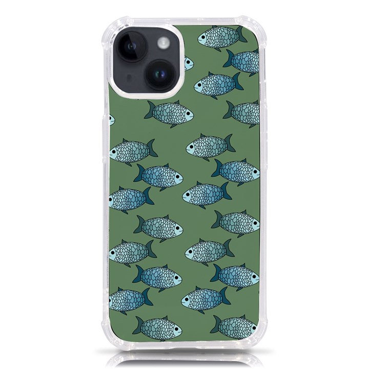 Fishes Pattern Background Theme iPhone 14 TPU UV Print Case