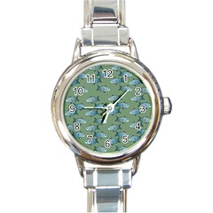 Fishes Pattern Background Theme Round Italian Charm Watch by Vaneshop