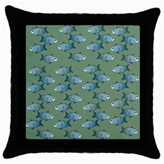 Fishes Pattern Background Theme Throw Pillow Case (black) by Vaneshop