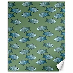 Fishes Pattern Background Theme Canvas 11  X 14  by Vaneshop