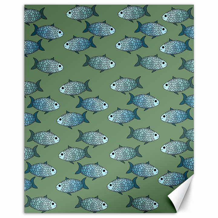 Fishes Pattern Background Theme Canvas 11  x 14 