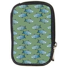 Fishes Pattern Background Theme Compact Camera Leather Case by Vaneshop