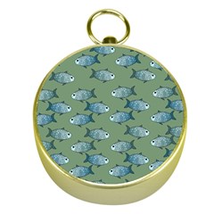 Fishes Pattern Background Theme Gold Compasses by Vaneshop