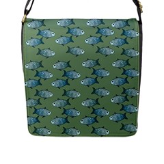 Fishes Pattern Background Theme Flap Closure Messenger Bag (l) by Vaneshop