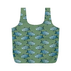 Fishes Pattern Background Theme Full Print Recycle Bag (m) by Vaneshop