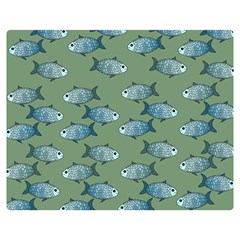 Fishes Pattern Background Theme Two Sides Premium Plush Fleece Blanket (medium) by Vaneshop