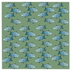 Fishes Pattern Background Theme Wooden Puzzle Square by Vaneshop