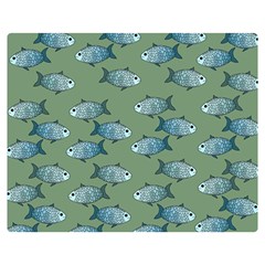 Fishes Pattern Background Theme Premium Plush Fleece Blanket (medium) by Vaneshop