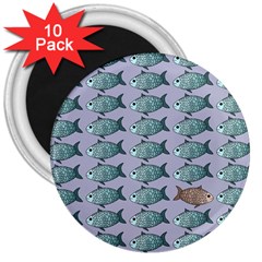 Fishes Pattern Background Theme Art 3  Magnets (10 Pack)  by Vaneshop