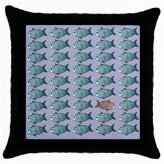 Fishes Pattern Background Theme Art Throw Pillow Case (black) by Vaneshop