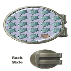 Fishes Pattern Background Theme Art Money Clips (oval)  by Vaneshop