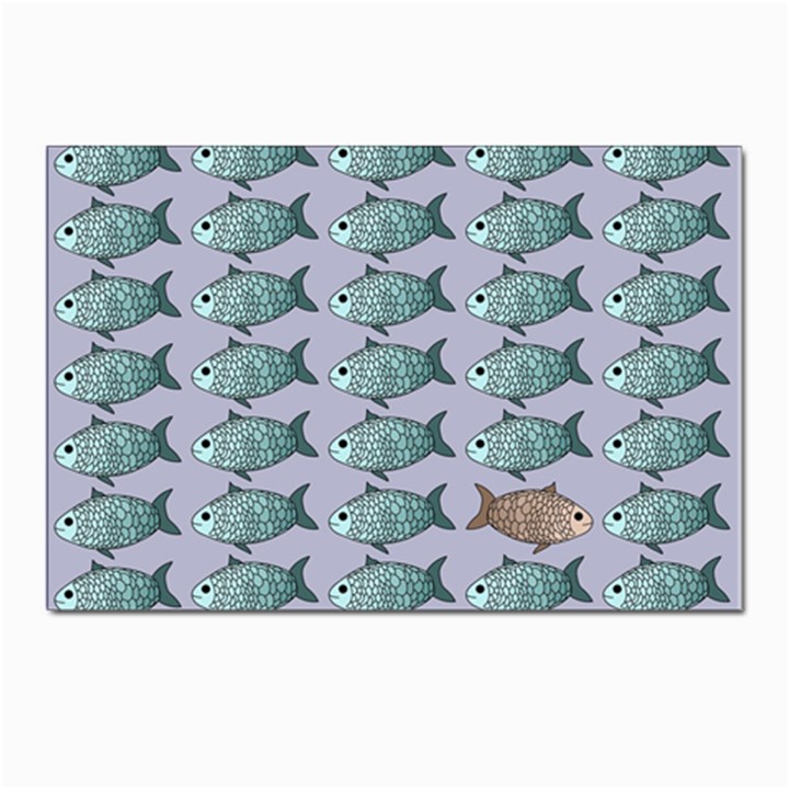 Fishes Pattern Background Theme Art Postcard 4 x 6  (Pkg of 10)