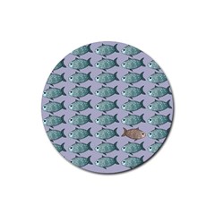 Fishes Pattern Background Theme Art Rubber Coaster (round) by Vaneshop