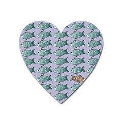 Fishes Pattern Background Theme Art Heart Magnet by Vaneshop