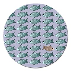 Fishes Pattern Background Theme Art Magnet 5  (round) by Vaneshop