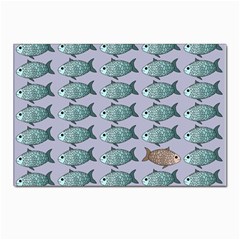 Fishes Pattern Background Theme Art Postcard 4 x 6  (pkg Of 10) by Vaneshop