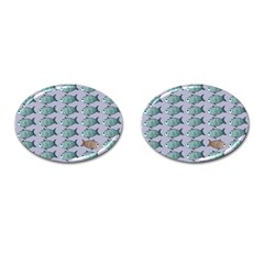 Fishes Pattern Background Theme Art Cufflinks (oval) by Vaneshop