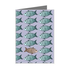 Fishes Pattern Background Theme Art Mini Greeting Card by Vaneshop