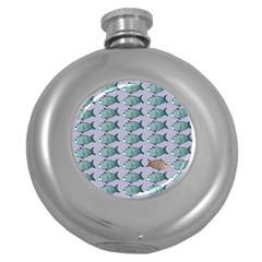 Fishes Pattern Background Theme Art Round Hip Flask (5 Oz) by Vaneshop