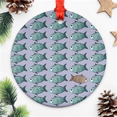 Fishes Pattern Background Theme Art Round Ornament (two Sides)