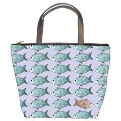 Fishes Pattern Background Theme Art Bucket Bag by Vaneshop