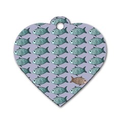 Fishes Pattern Background Theme Art Dog Tag Heart (two Sides) by Vaneshop