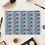 Fishes Pattern Background Theme Art Cosmetic Bag (Large) Back