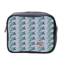 Fishes Pattern Background Theme Art Mini Toiletries Bag (two Sides) by Vaneshop