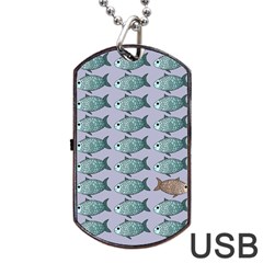 Fishes Pattern Background Theme Art Dog Tag Usb Flash (two Sides) by Vaneshop