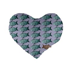 Fishes Pattern Background Theme Art Standard 16  Premium Heart Shape Cushions by Vaneshop